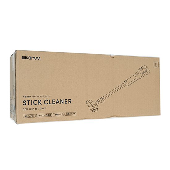 【新品】【新品(開封のみ・箱きず・やぶれ)】 IRIS OHYAMA　紙パック式スティッククリーナー　SBD-G4P-H　グレー
