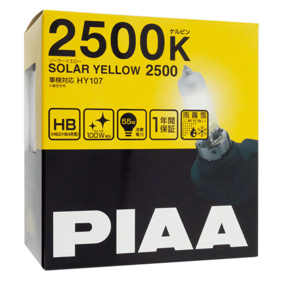 【新品】PIAA　ヘッドランプ/フォグランプ用ハロゲンバルブ　HY107　ハロゲン ソーラーイエロー 2500K
