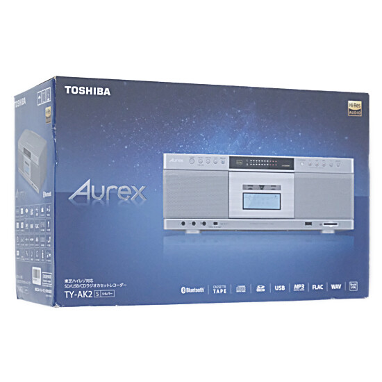 【新品】【新品(開封のみ・箱きず・やぶれ)】 TOSHIBA　SD/USB/CDラジオカセットレコーダー Aurex　TY-AK2(S)　シルバー