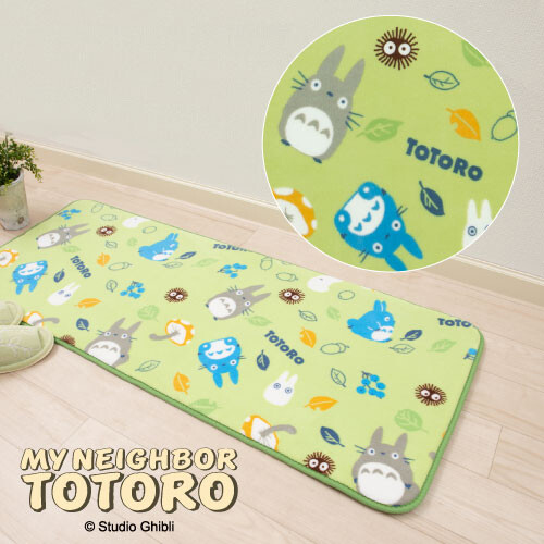 【新品】【新品(開封のみ)】 センコー　となりのトトロのふんわりボアマット あちこちトトロ 約50×120cm　48554　グリーン