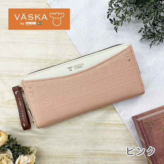 【新品】【新品(開封のみ)】 VASKA by moz　ニコル ラウンドファスナー長財布　VS-0471　ピンク