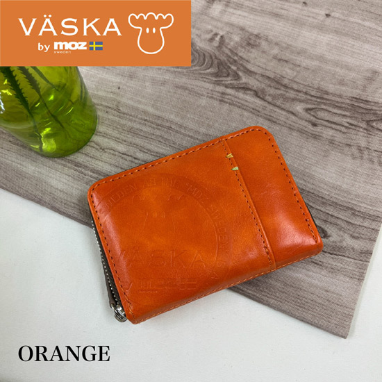 【新品】【新品(開封のみ)】 VASKA by moz　カリオン ラウンド小銭入　VS-0133　オレンジ