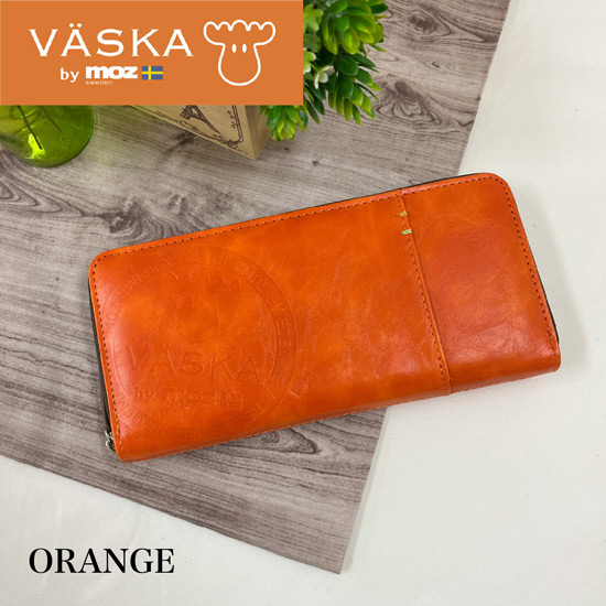 【新品】【新品(開封のみ)】 VASKA by moz　カリオン ラウンドファスナー長財布　VS-0131　オレンジ