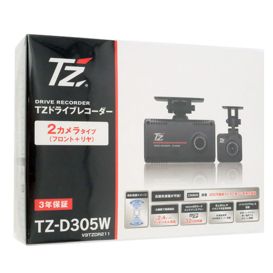 【新品】【新品訳あり(箱きず・やぶれ)】 TZ　ドライブレコーダー 前後2カメラ　TZ-D305W