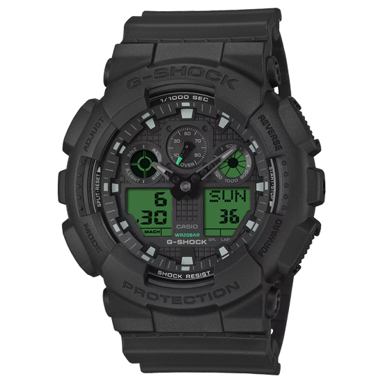 【新品】CASIO　腕時計 G-SHOCK BLACK AND ELECTRO GREEN　GA-100BEG-1AJF