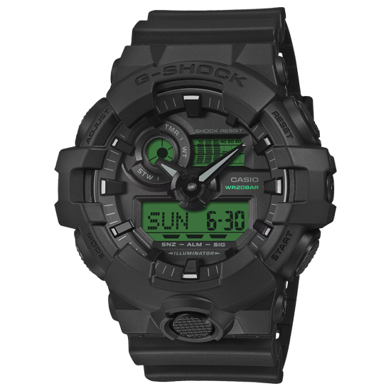 【新品】CASIO　腕時計 G-SHOCK BLACK AND ELECTRO GREEN　GA-700BEG-1AJF