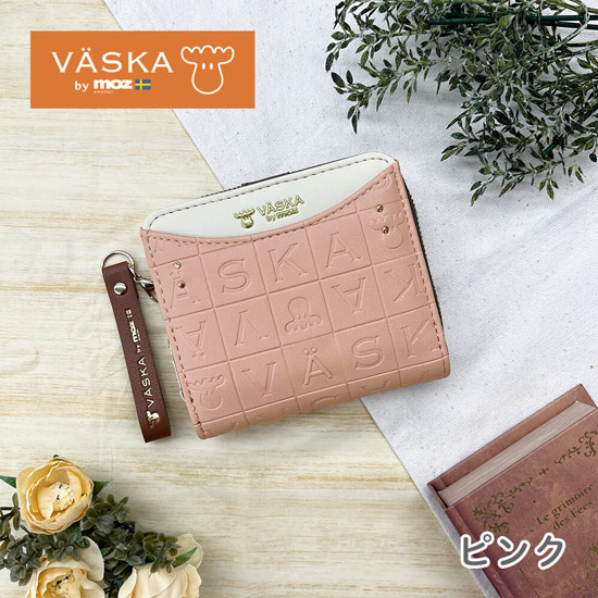 【新品】【新品(開封のみ)】 VASKA by moz　ニコル ラウンドファスナー札入れ　VS-0472　ピンク