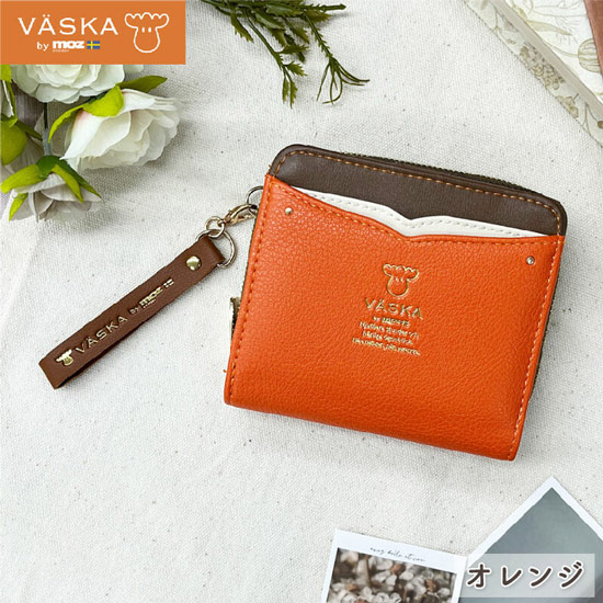【新品】【新品(開封のみ)】 VASKA by moz　シルフィー ラウンドファスナー札入れ　VS-0332　オレンジ