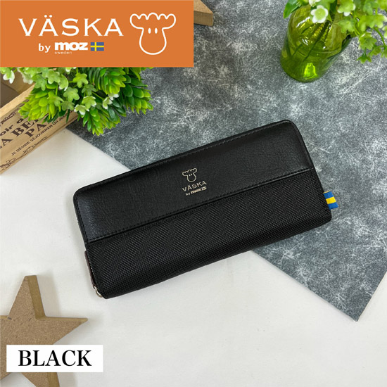 【新品】【新品(開封のみ)】 VASKA by moz　グルーシス ラウンドファスナー長財布　VS-0121　ブラック