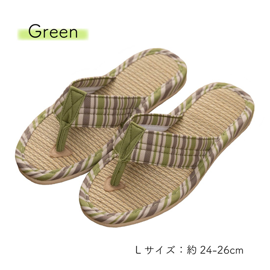 【新品】【新品(開封のみ)】 センコー　スリッパ S.D.S 天然イグサを使用した鼻緒スリッパ メデーリー L(約24-26cm)　40156　グリーン
