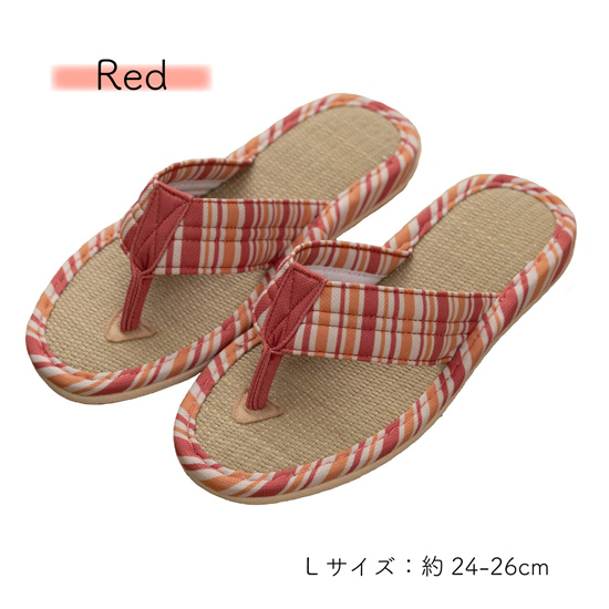【新品】【新品(開封のみ)】 センコー　スリッパ S.D.S 天然イグサを使用した鼻緒スリッパ メデーリー L(約24-26cm)　40157　レッド