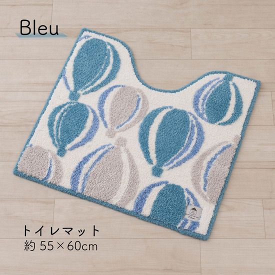 【新品】【新品(開封のみ)】 センコー　トイレマット S.D.S Fika(フィーカ)気球柄 北欧テイストのトイレタリー バルーン 約55×60cm　50344　ブルー