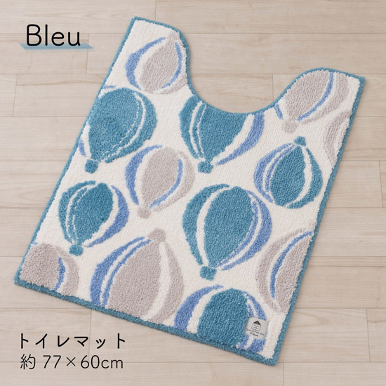 【新品】【新品(開封のみ)】 センコー　トイレマット S.D.S Fika(フィーカ)気球柄 北欧テイストのトイレタリー バルーン 約75×60cm　50346　ブルー