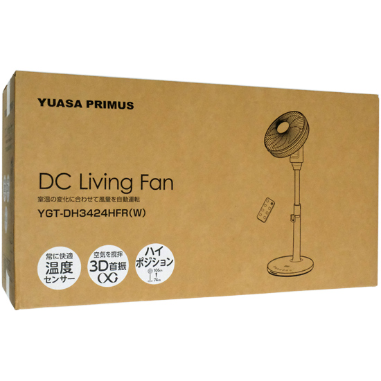 【新品】ユアサプライムス■DCリモコンハイポジション扇風機■YGT-DH3424HFR(W)■オフホワイト■新品未開封