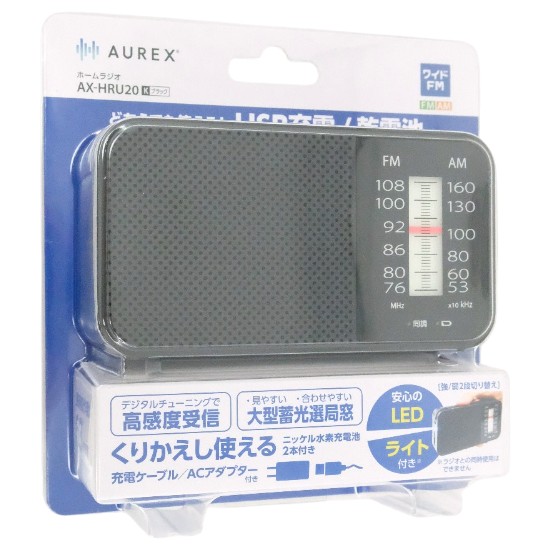 【新品】TOSHIBA　LEDライト付きホームラジオ AUREX　AX-HRU20(K)　ブラック