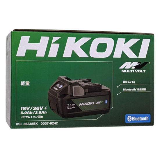【新品】HiKOKI　Bluetooth付き第2世代マルチボルト蓄電池 36V 2.5Ah/18V 5.0Ah　BSL36A18BX
