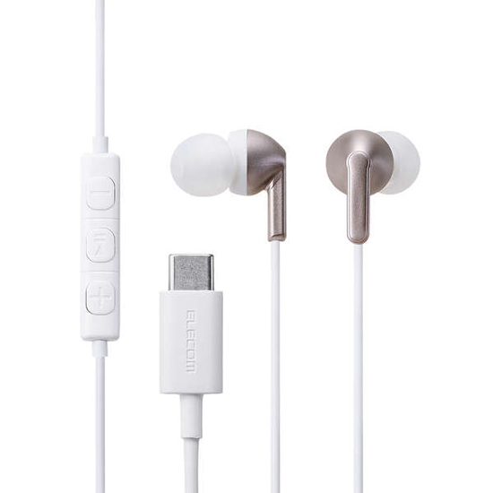 【新品】ELECOM　マイク付き 有線イヤホン USB Type-C カナル型　EHP-DF19CMGD　ローズゴールド