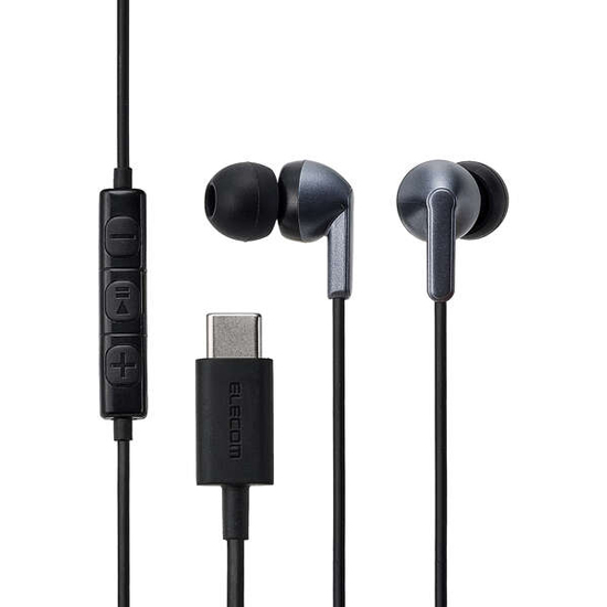 【新品】ELECOM　マイク付き 有線イヤホン USB Type-C カナル型　EHP-DF19CMBK　ブラック