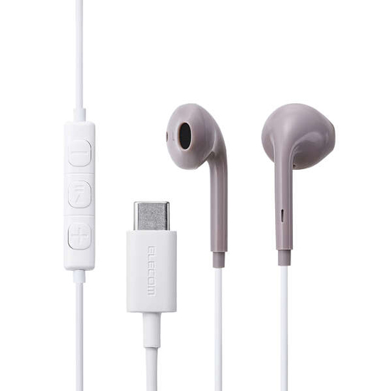 【新品】ELECOM　マイク付き 有線イヤホン USB Type-C インナーイヤー型　EHP-DF18IMPN　ピンクグレージュ