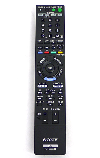 【中古】SONY　ブルーレイディスクレコーダー用リモコン　RMT-B006J