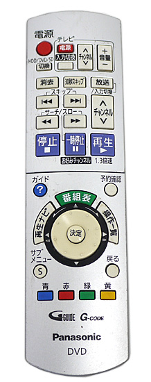 【中古】Panasonic　DVDレコーダー「DIGA」用リモコン EUR7658YE0