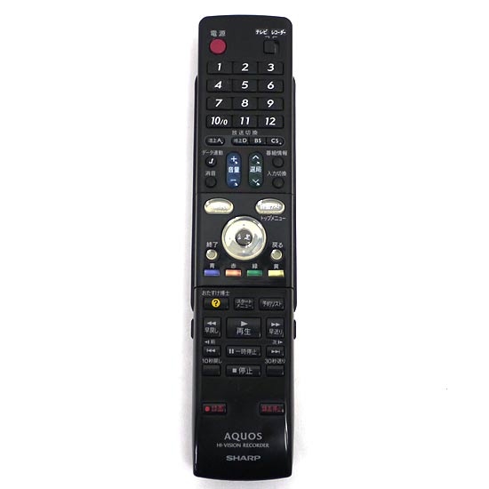 【中古】SHARP製　ハイビジョンレコーダー用リモコン GA558PA