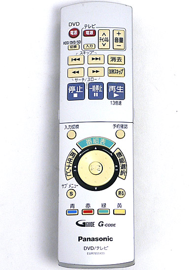 【中古】Panasonic　DVDレコーダー用リモコン EUR7655Y20