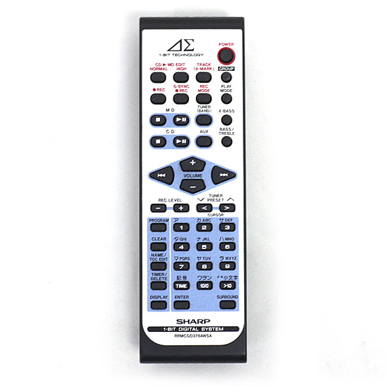 【中古】SHARP　オーディオリモコン RRMCG0378AWSA