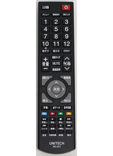 【中古】UNITECH　液晶テレビ用リモコン　RC-011