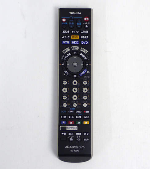 【中古】TOSHIBA製　VTR&HDD&DVDレコーダー用リモコン SE-R0249