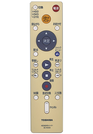 【中古】TOSHIBA製　HDD&DVDレコーダー用 シンプルリモコン SE-R0300