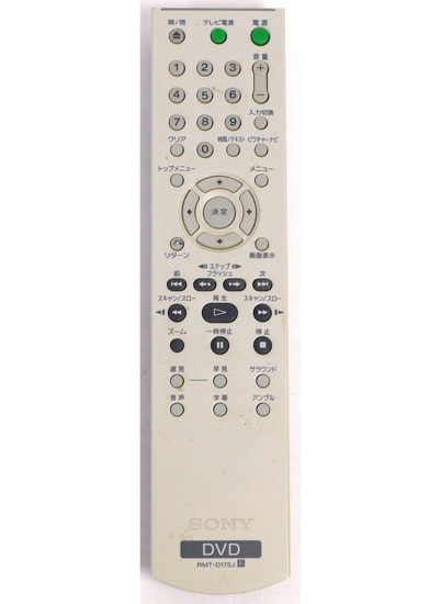 【中古】SONY　DVDプレーヤー用 リモコン RMT-D175J