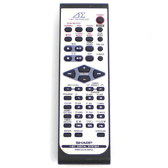 【中古】SHARP　オーディオリモコン RRMCG0343AWSA