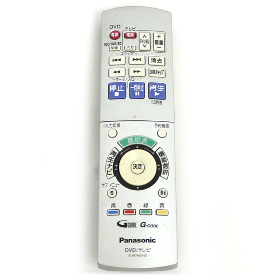【中古】Panasonic　DVDレコーダー用リモコン EUR7655Y20