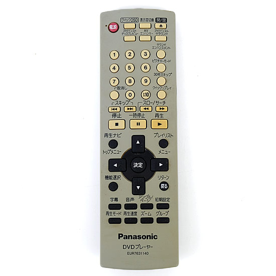 【中古】Panasonic　DVD/CDプレーヤー用 リモコン EUR7631140