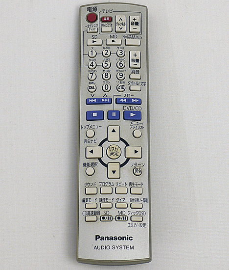 【中古】Panasonic　SD/DVDステレオシステム用リモコン EUR7720LC0
