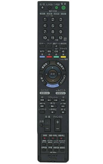【中古】SONY　ブルーレイディスクレコーダー用リモコン　RMT-B006J　カバーなし