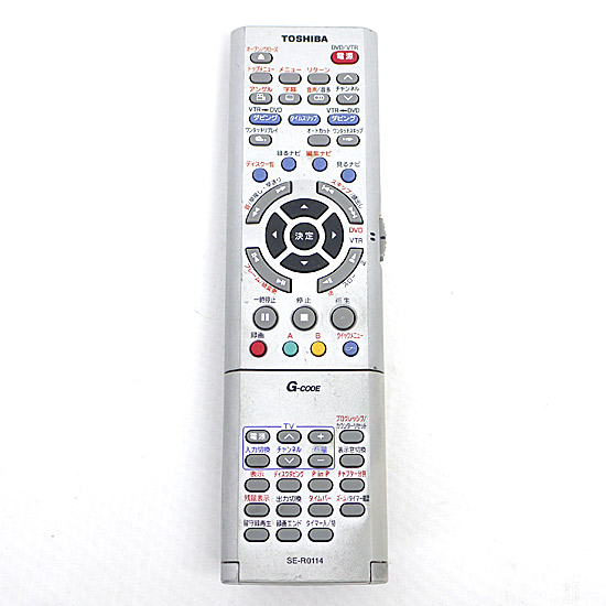 【中古】TOSHIBA製　DVDレコーダー用リモコン　SE-R0114