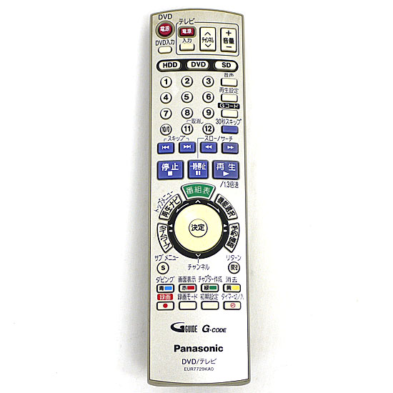 【中古】Panasonic　DVDビデオレコーダー用リモコン　EUR7729KA0