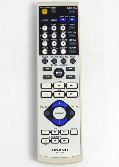 【中古】ONKYO　オーディオリモコン　RC-726S