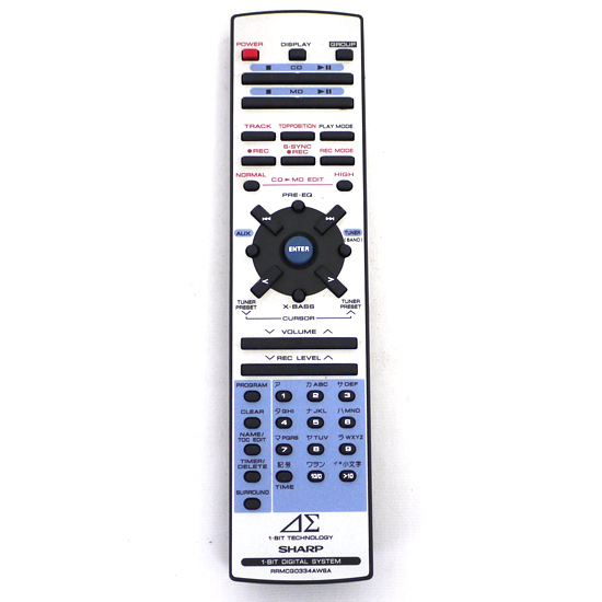 【中古】SHARP　コンポ用リモコン　RRMCG0334AWSA