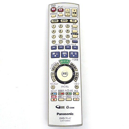【中古】Panasonic　DVDビデオレコーダー用リモコン　EUR7729KA0