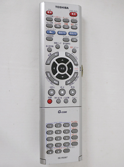 【中古】TOSHIBA製　ビデオ・DVDリモコン　SE-R0087