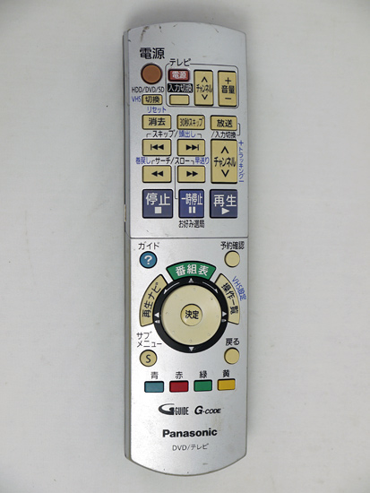 【中古】Panasonic　DVDビデオレコーダー用リモコン　EUR7658Y70