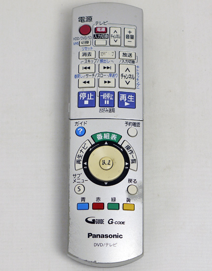 【中古】Panasonic　DVDビデオレコーダー用 リモコン　EUR7658YC0