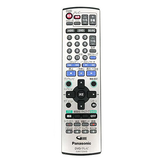 【中古】Panasonic　DVDビデオレコーダー用リモコン　EUR7721KX0