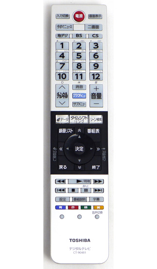 【中古】TOSHIBA　液晶テレビ用リモコン　CT-90481