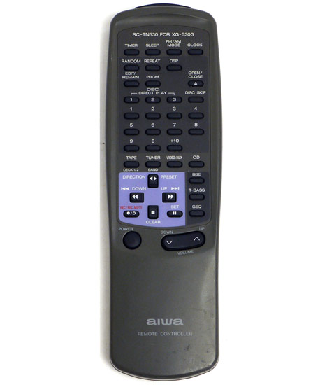 【中古】AIWA　オーディオリモコン RC-TN530 FOR XG-530G