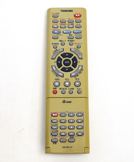 【中古】TOSHIBA製　VTR一体型DVDビデオプレーヤー用リモコン SE-R0110