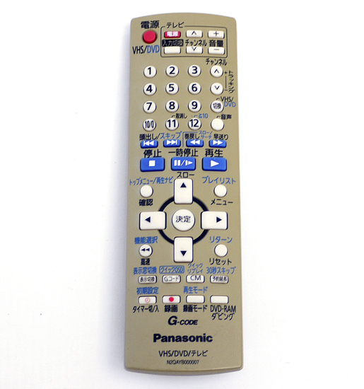 【中古】Panasonic　VHS・DVDリモコン N2QAYB000007
